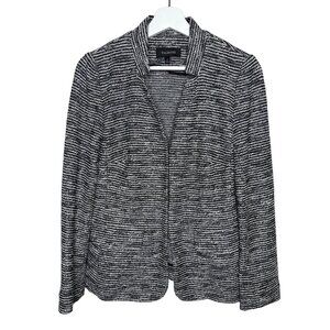 Talbots Textured Knit Blazer Size 6 Black White Preppy Office Classic